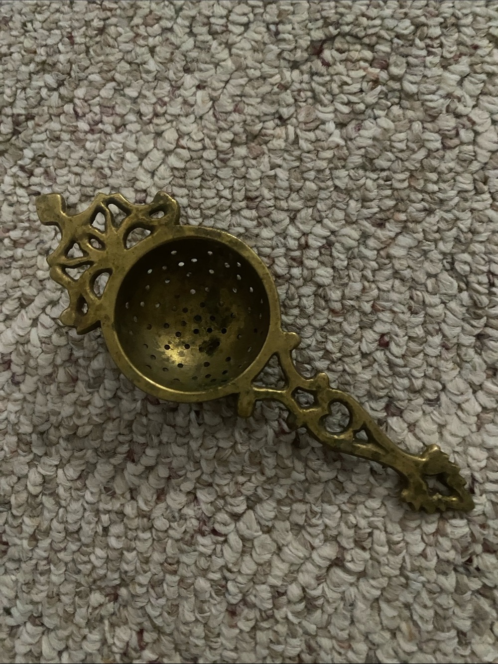Vintage Brass-Colored Decorative Tea Infuser Spoon